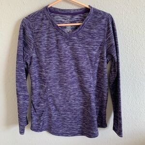 St Johns Bay Women’s S Purple Active Fleece Long Sleeve V-Neck Pullover Top